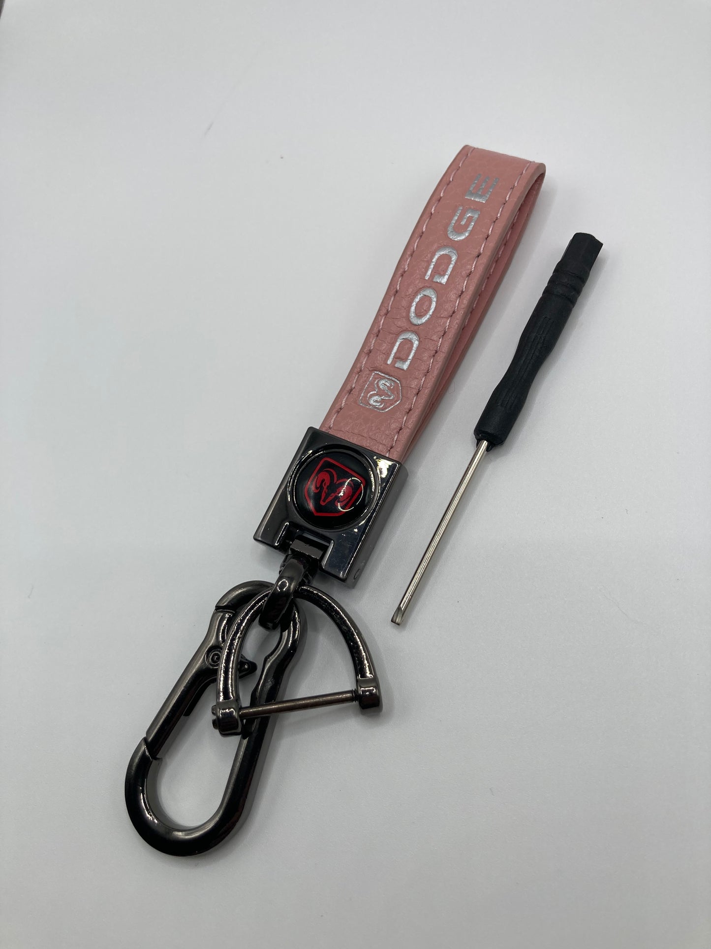 Dodge - Pink Leather - Square style Keychain