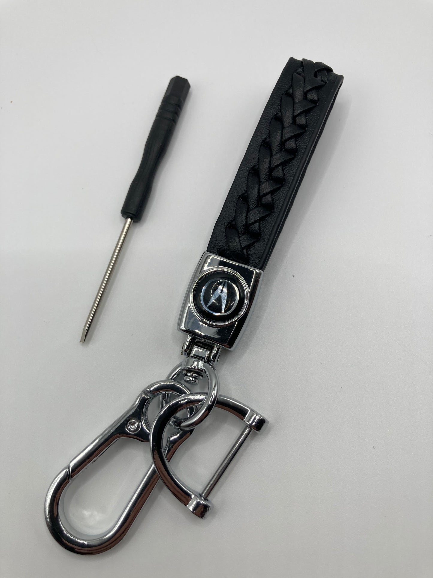 Acura - Black Braided Leather Keychain