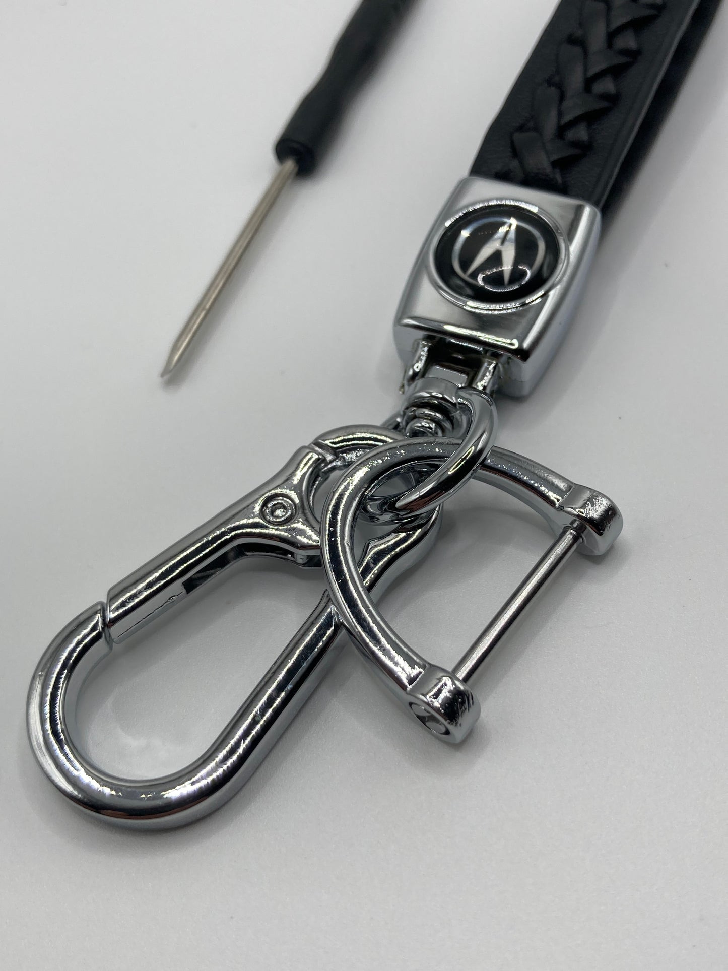 Acura - Black Braided Leather Keychain