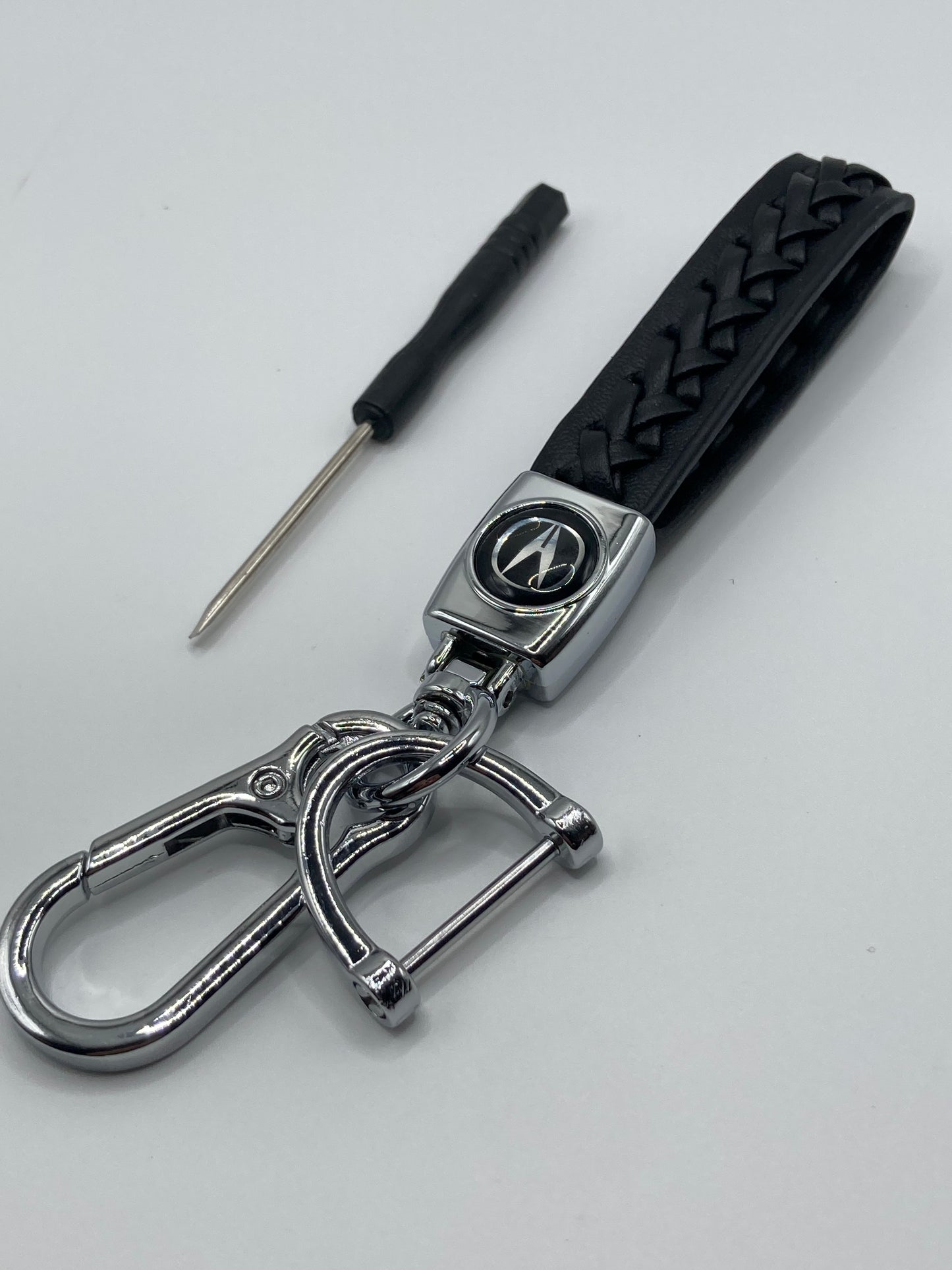 Acura - Black Braided Leather Keychain