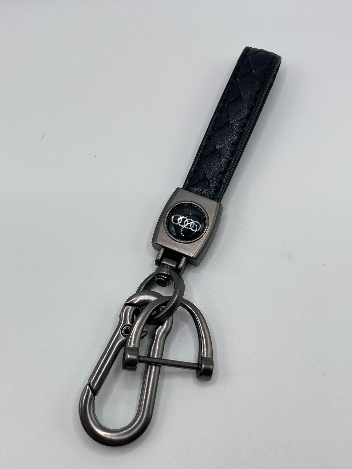 Audi - Black weaved leather keychain