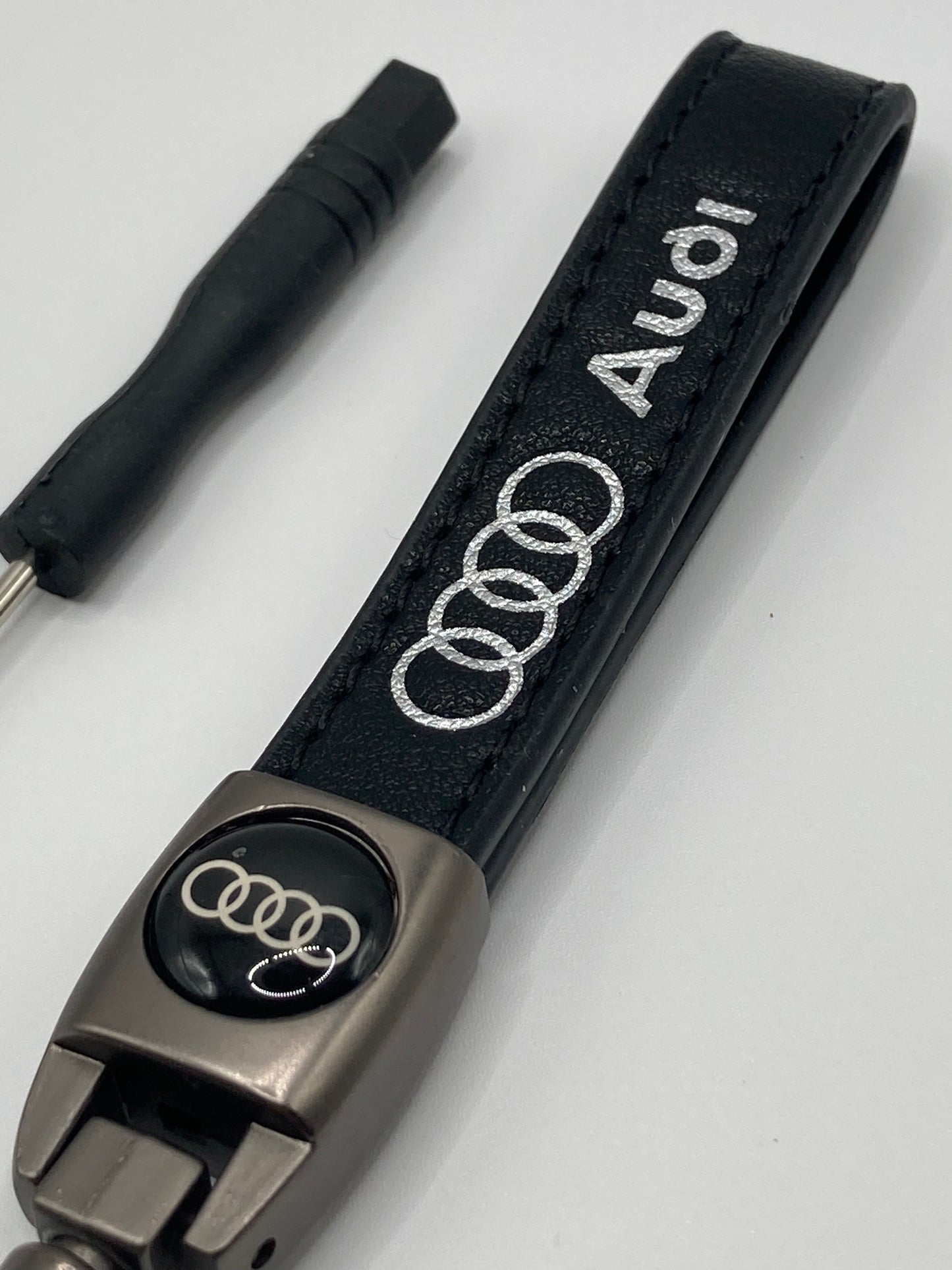 Audi - Black Leather Logo Keychain