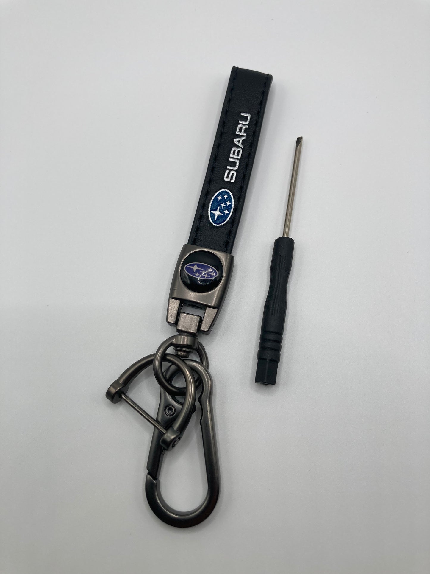 Subaru - Black Leather Keychain