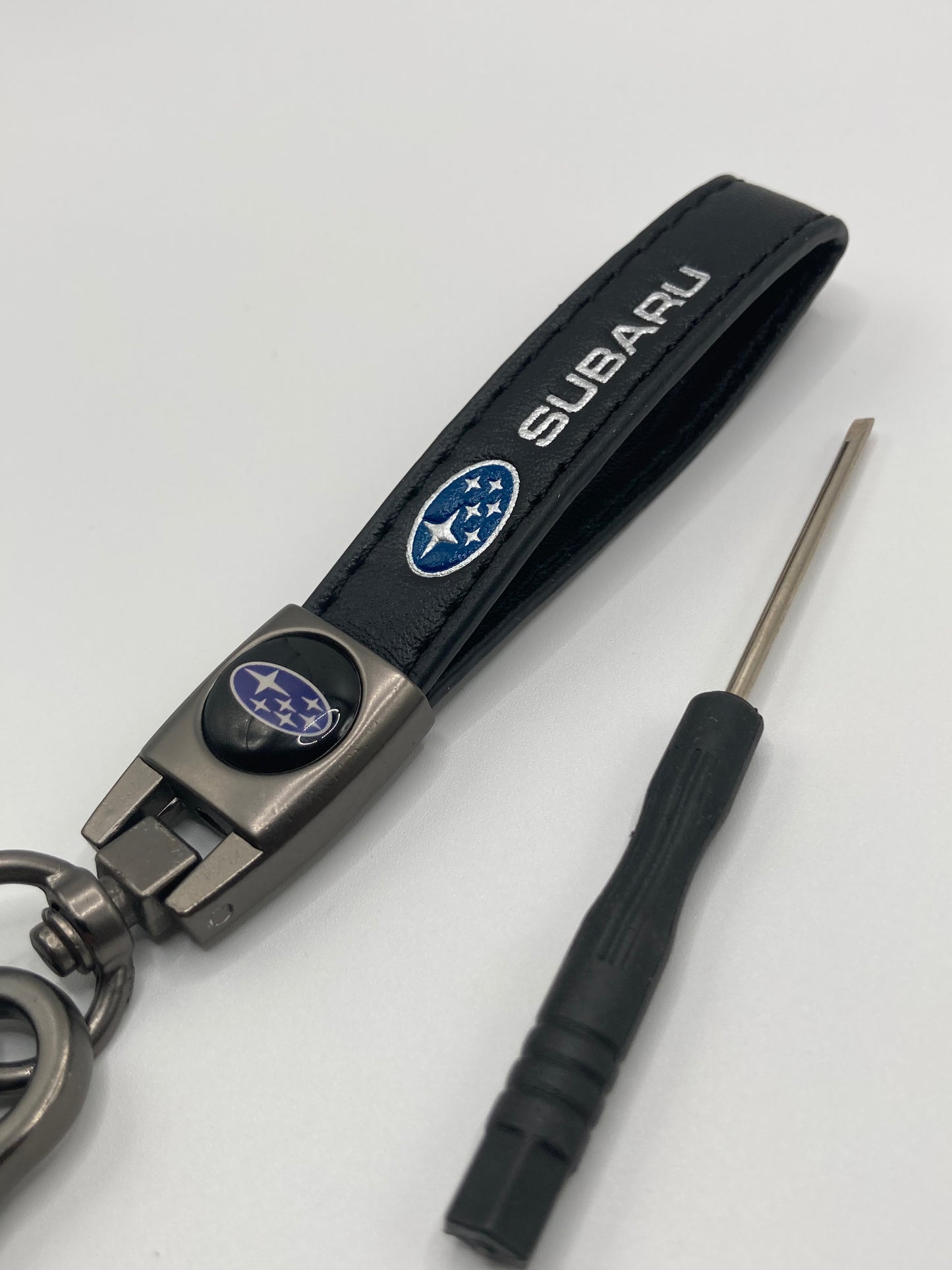 Subaru - Black Leather Keychain