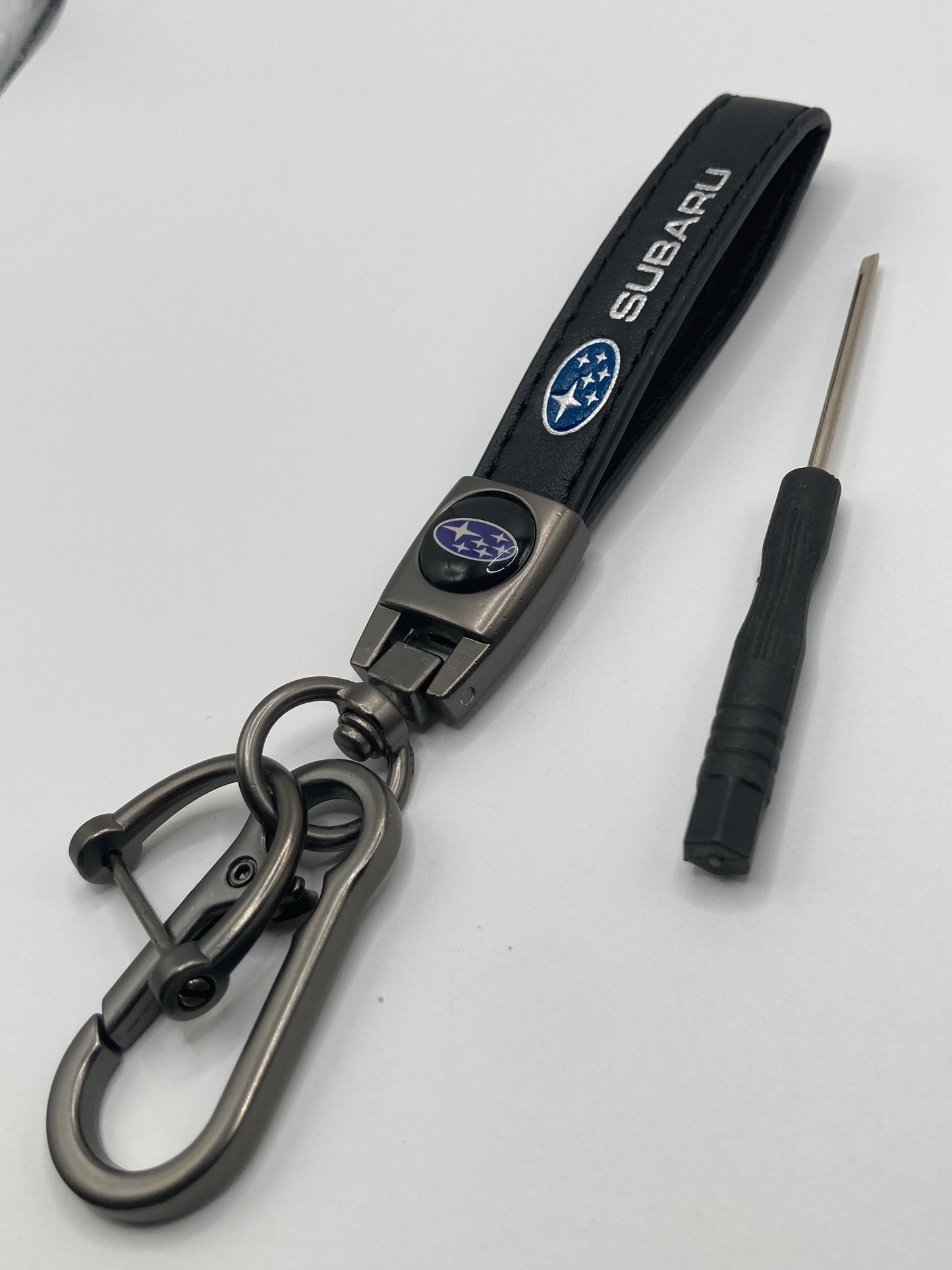 Subaru - Black Leather Keychain