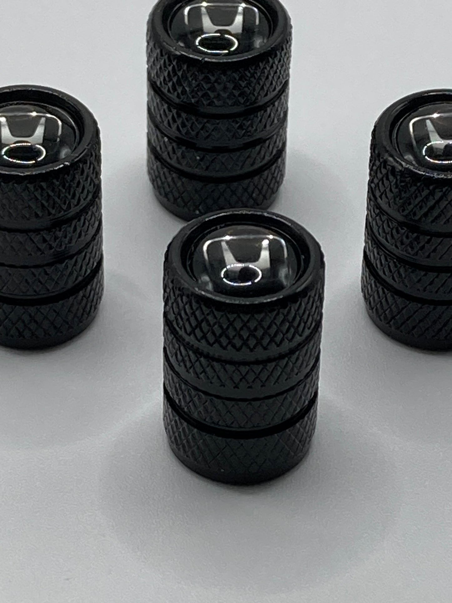 Honda - black valve stem cap set - 4pcs - chrome logo