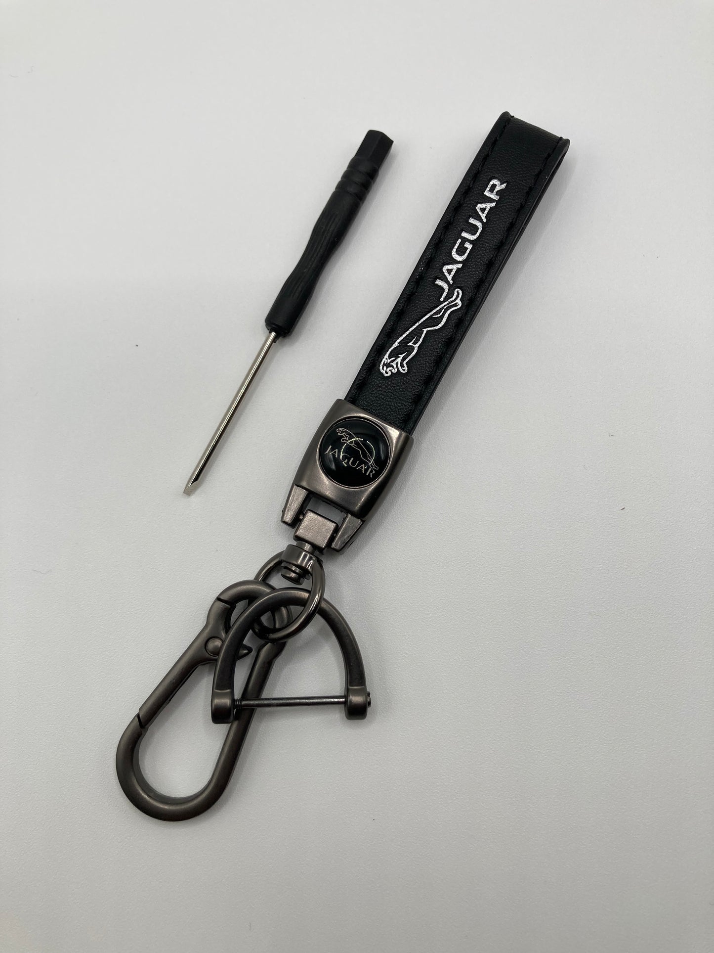Jaguar - Black Leather Keychain
