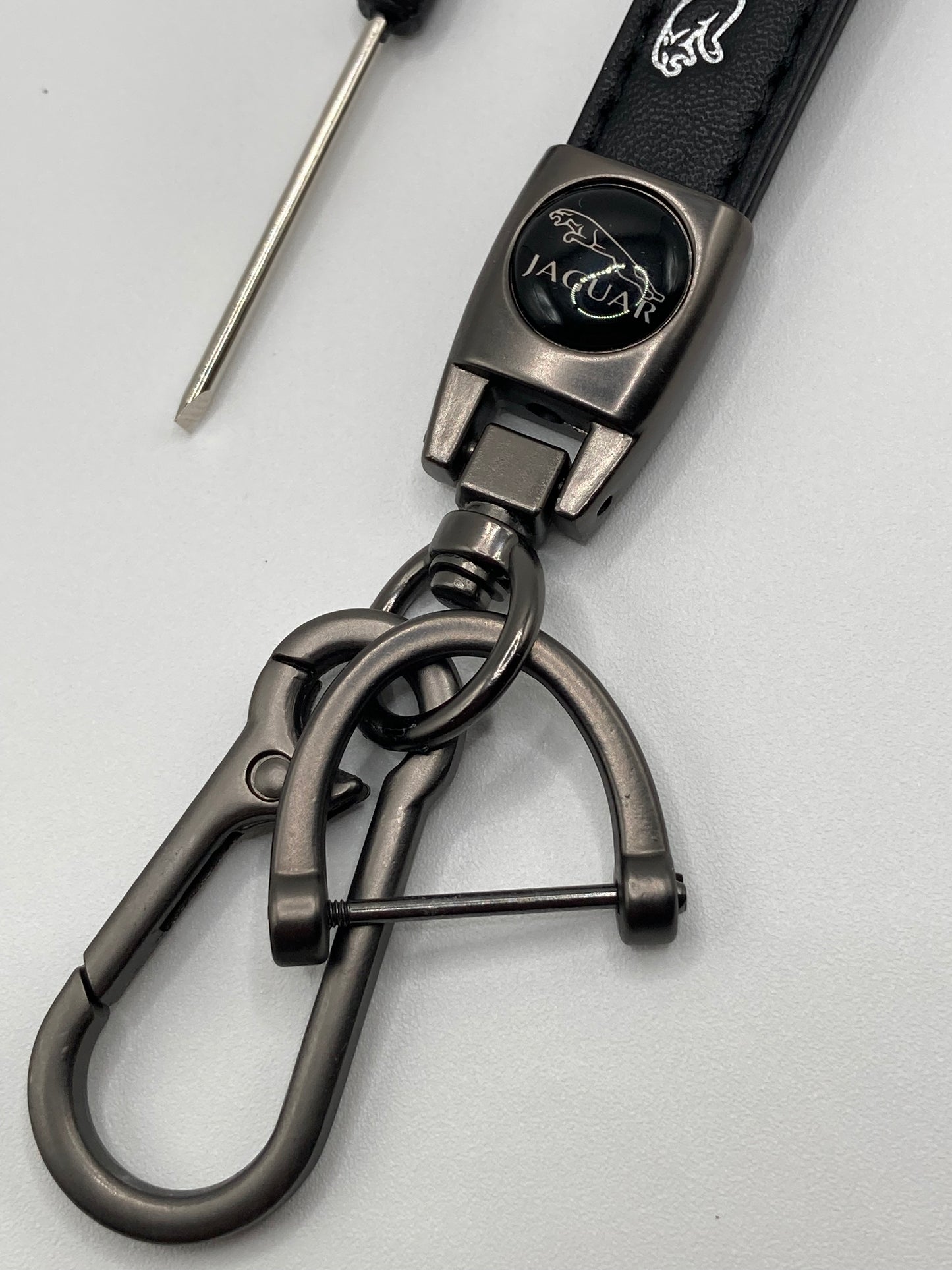 Jaguar - Black Leather Keychain