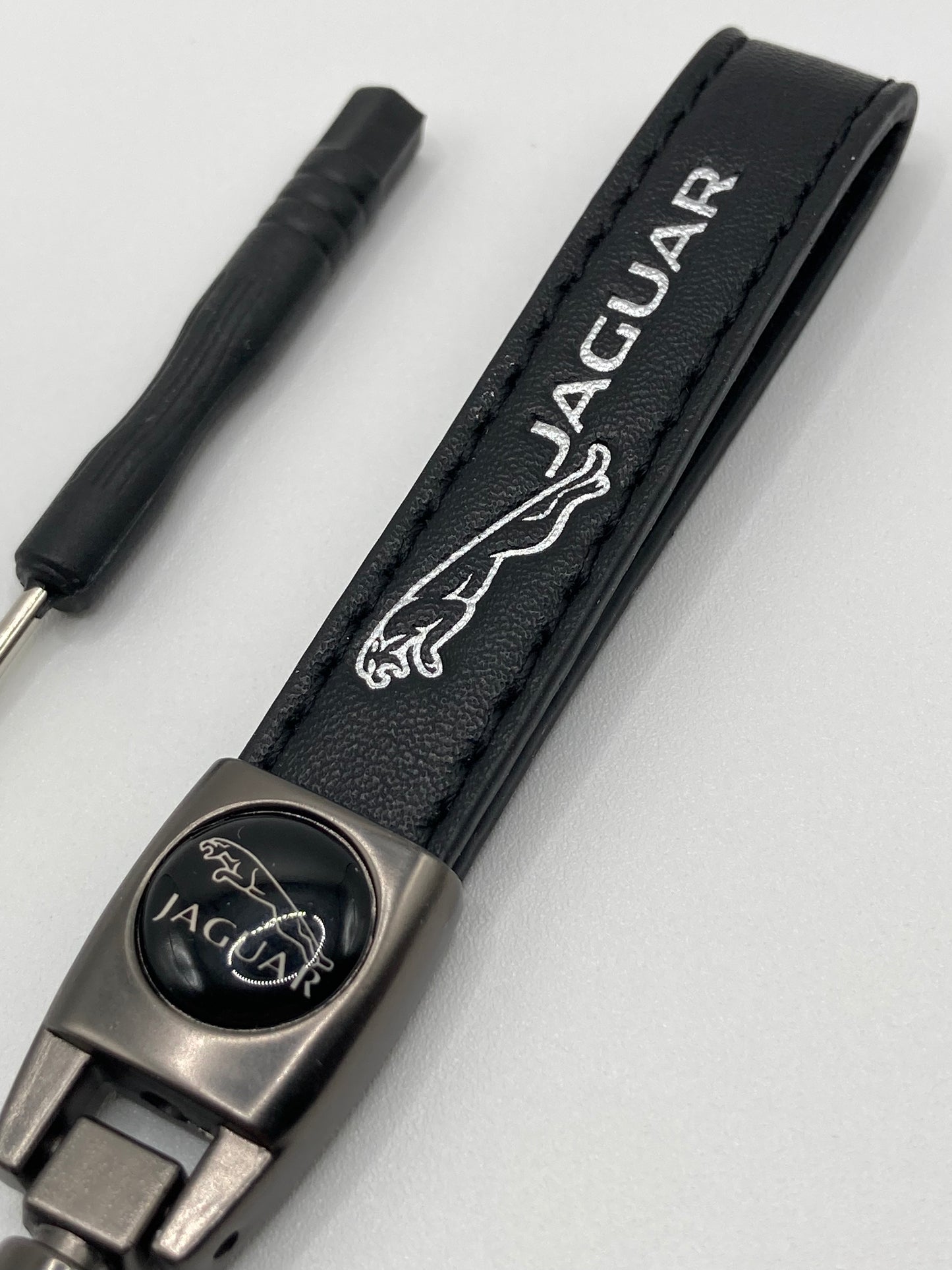 Jaguar - Black Leather Keychain