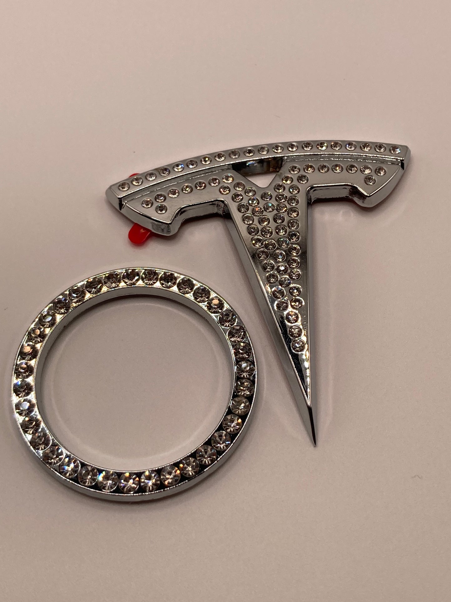 Tesla Steering Wheel Emblem Overlay and Push Start button decor