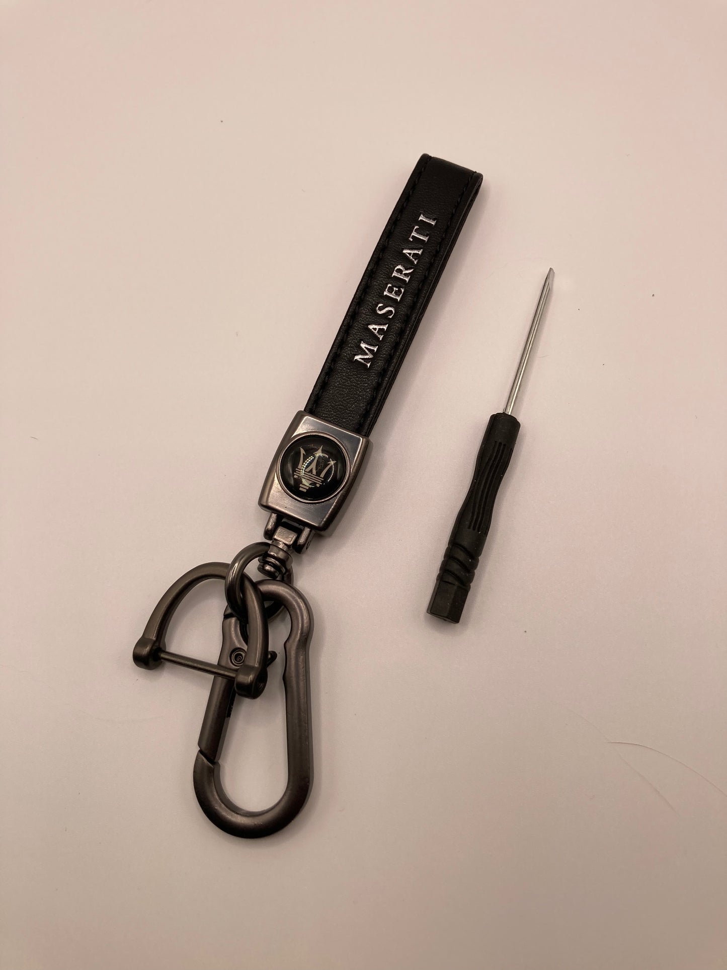Maserati - Black Leather Keychain