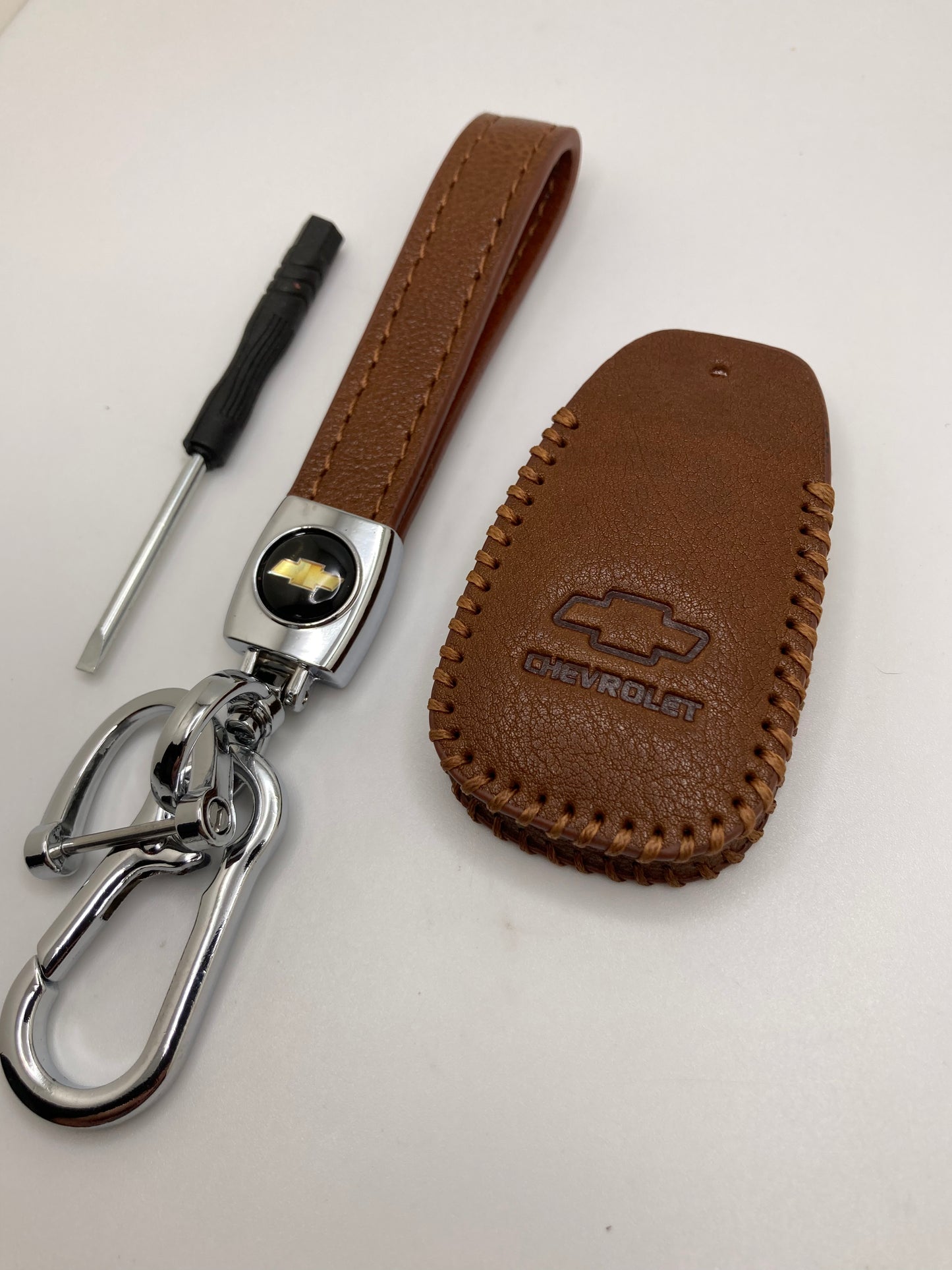 Chevrolet - Brown Leather Keychain & Key Fob Case