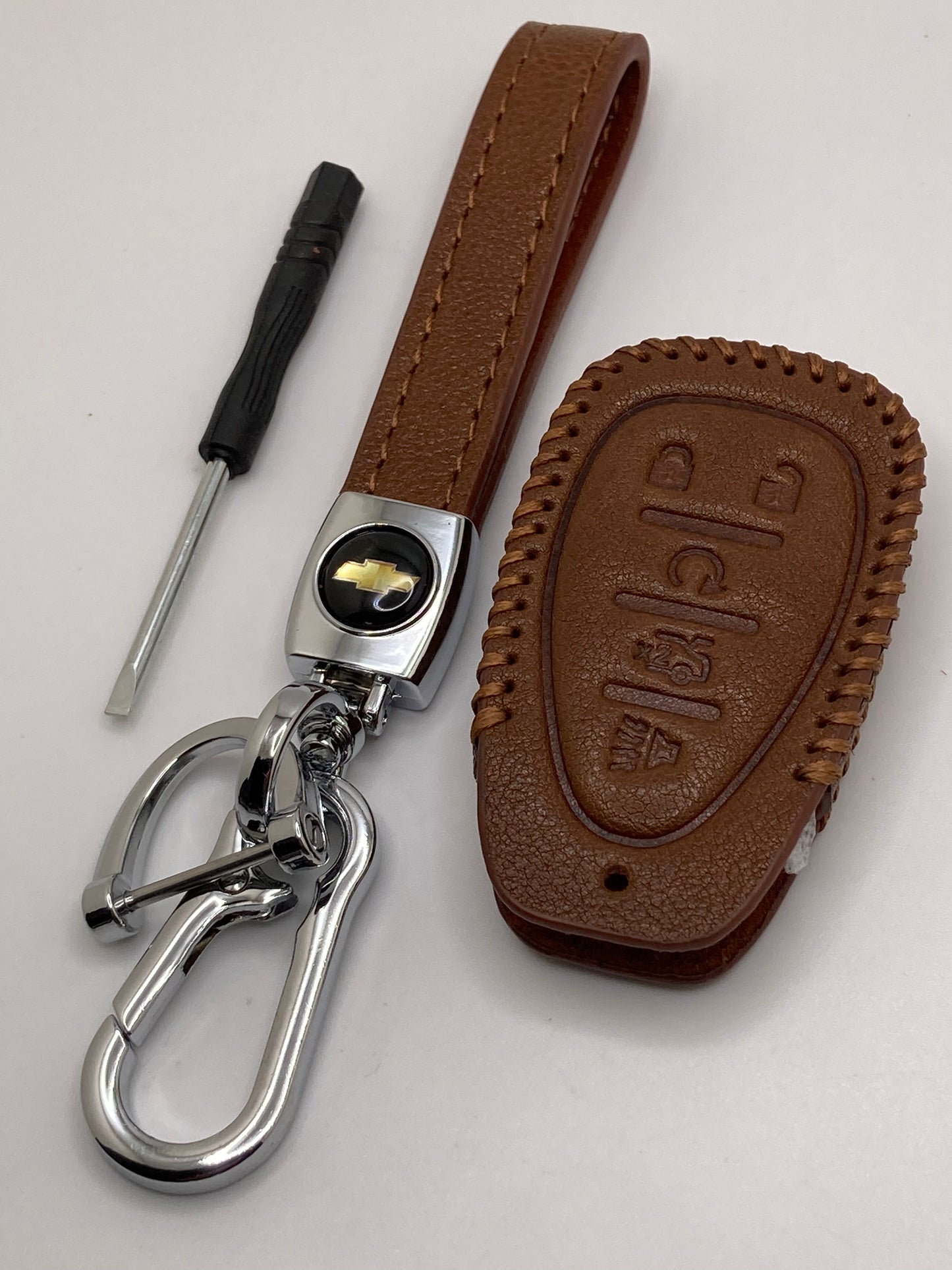 Chevrolet - Brown Leather Keychain & Key Fob Case
