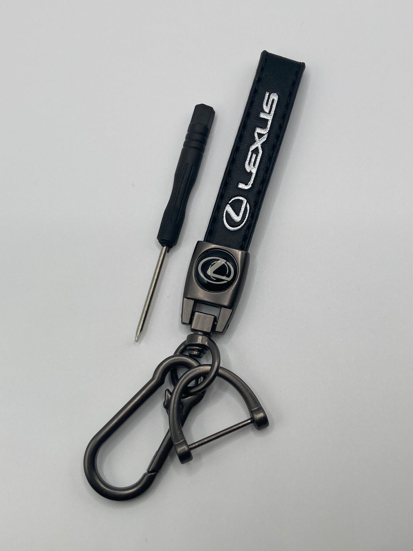 Lexus - Black Leather logo keychain