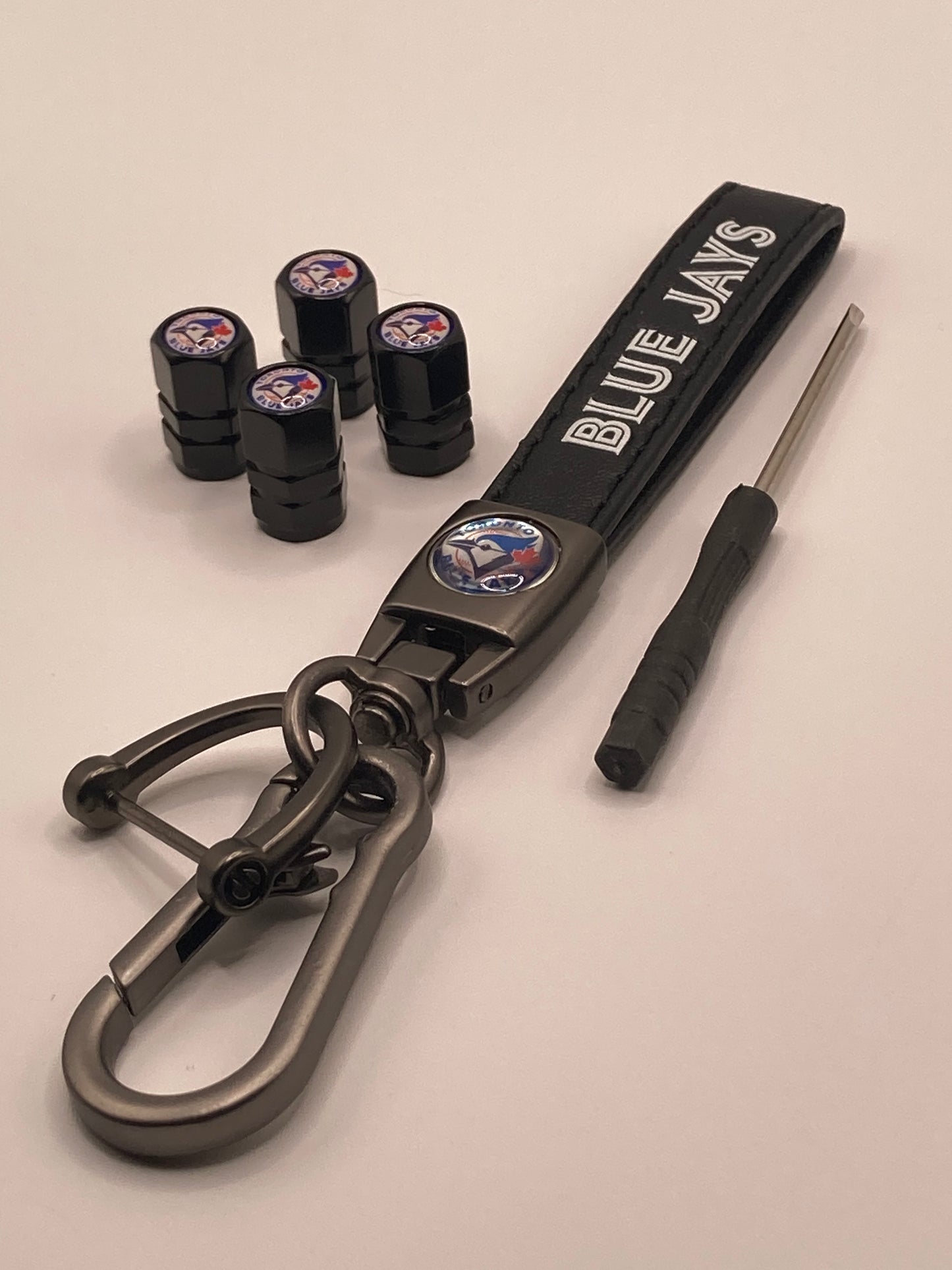 MLB - Blue Jays Gift Set - Keychain & Valve Stem Caps - 5pcs set