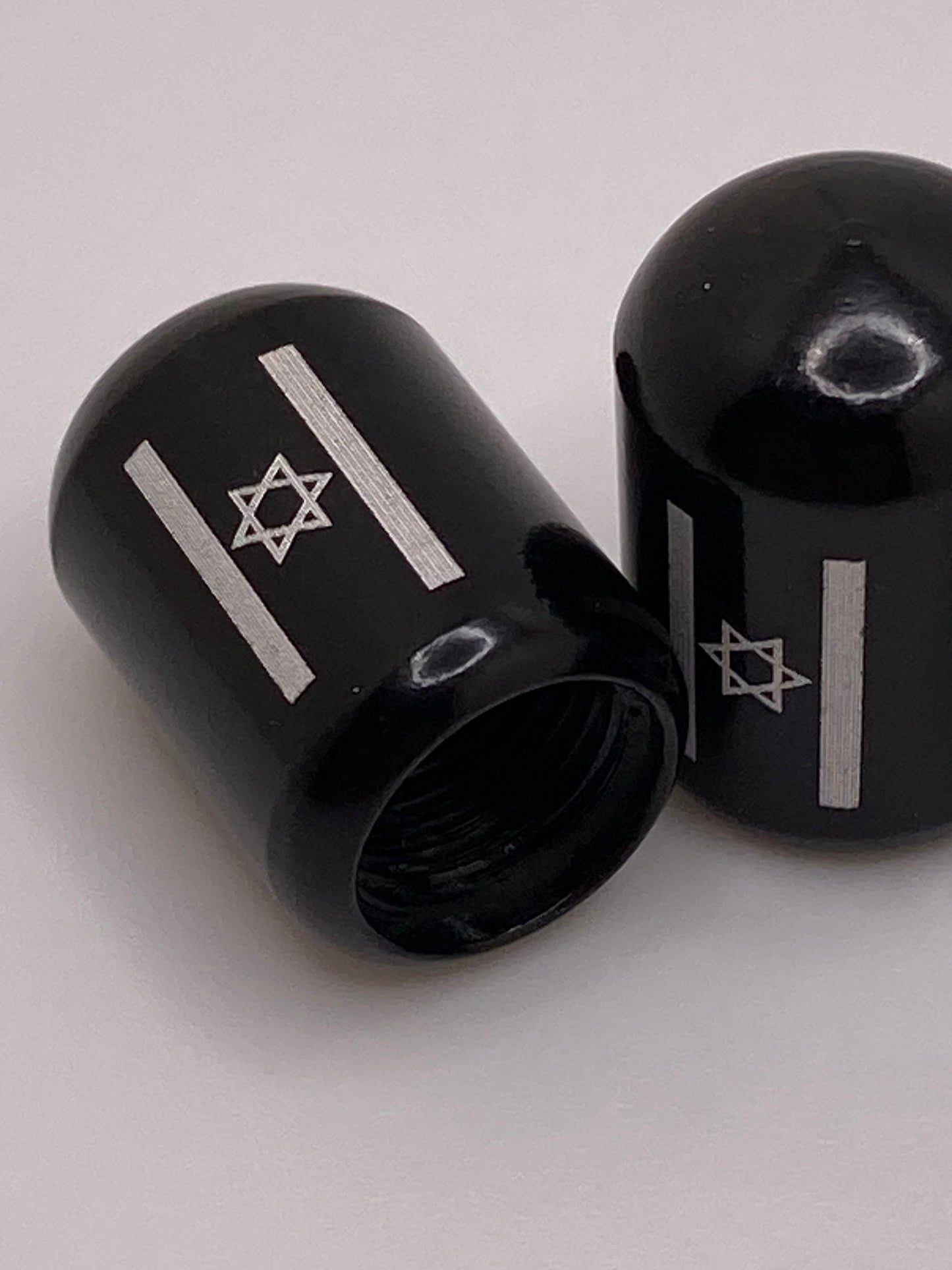 Israel Flag themed valve stem cap set - 5pcs - Black