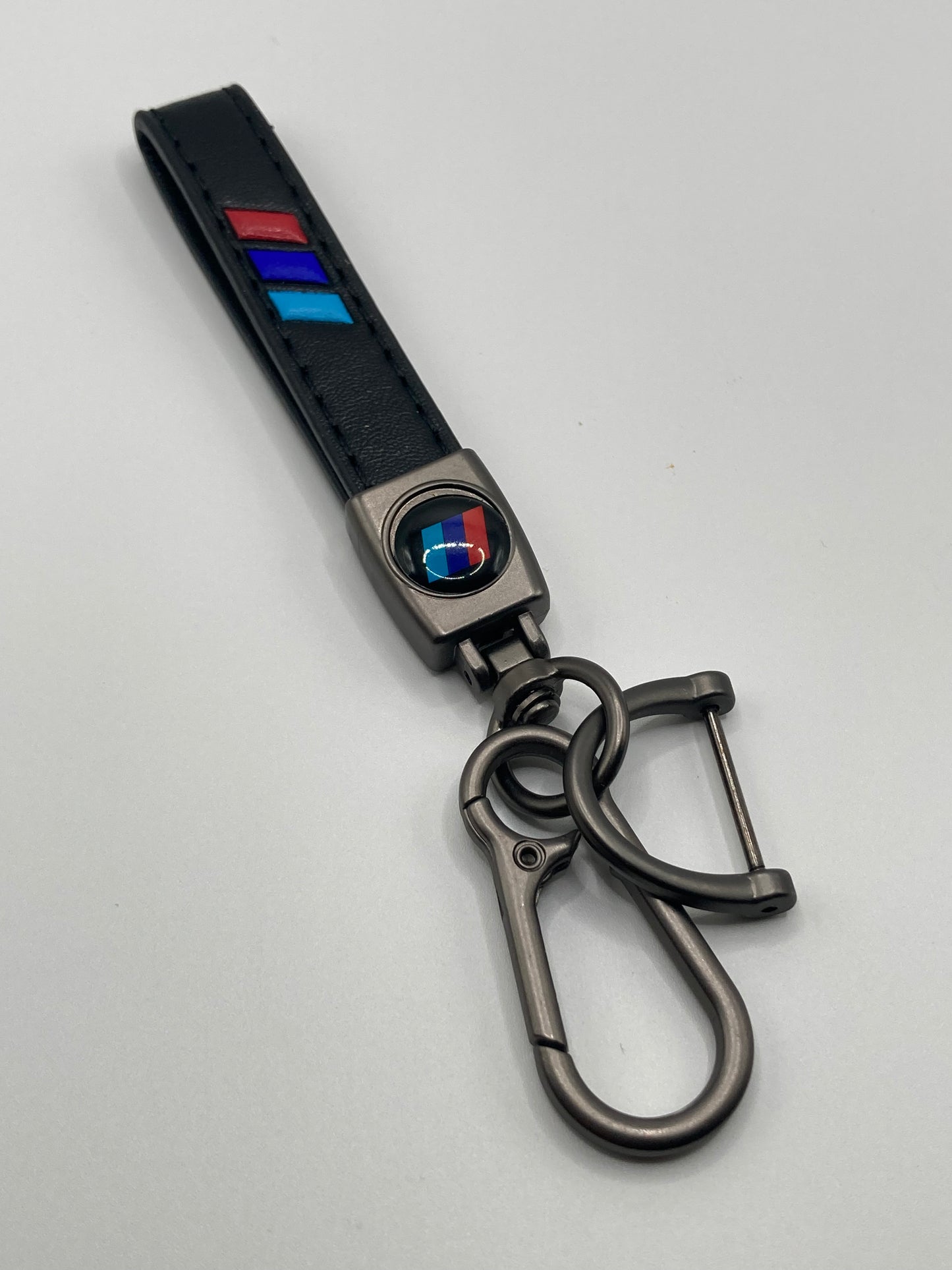 Tri-Color Leather Keychain