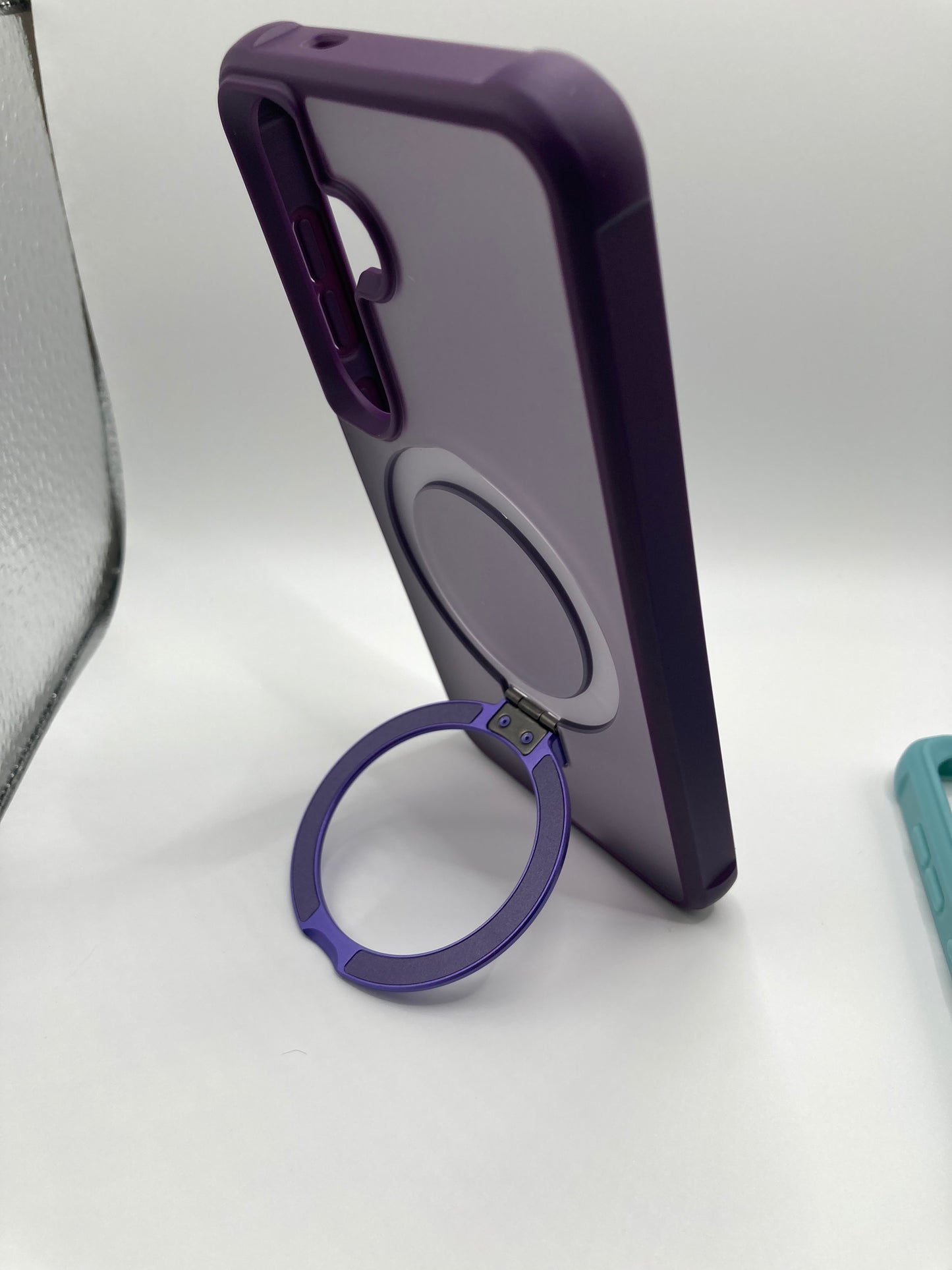 Magnetic Adjustable Ring Case for Samsung Galaxy S25 - Purple or Green