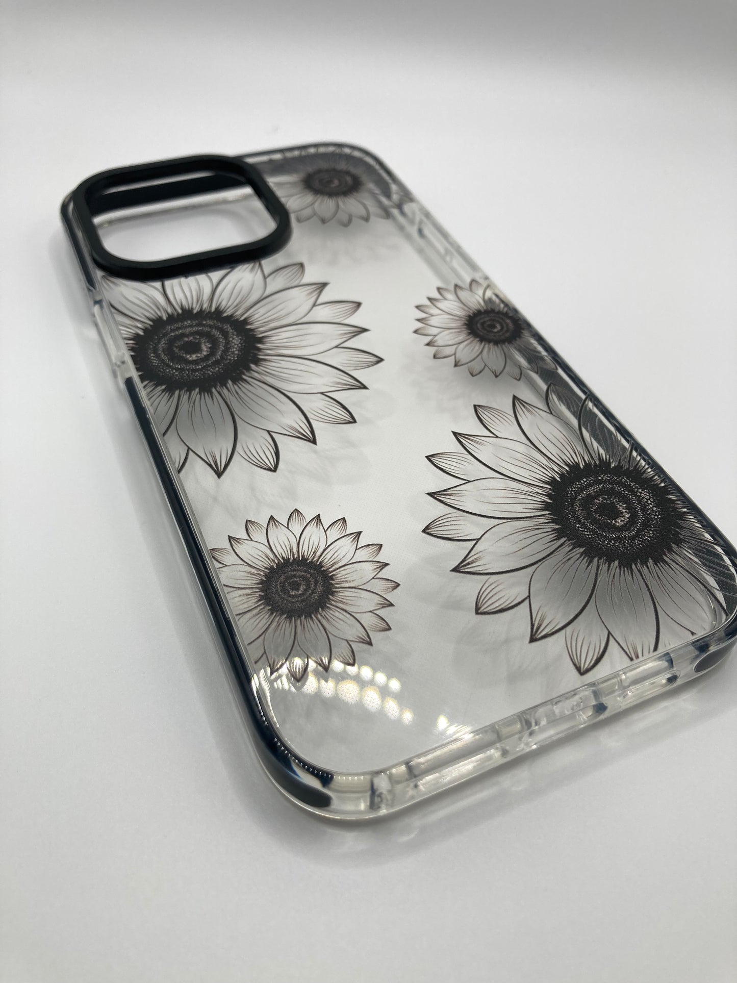 Clear Sunflower design case for iPhone 15 Pro Max