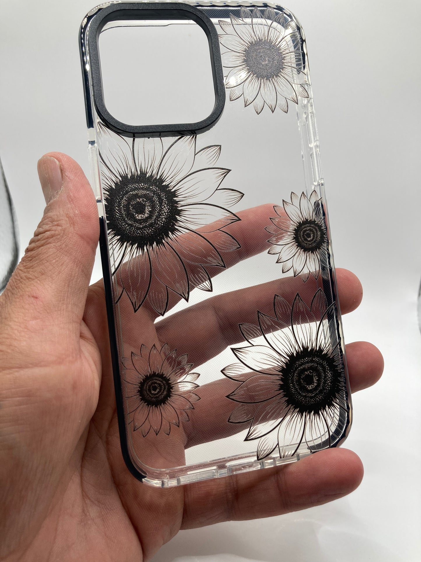Clear Sunflower design case for iPhone 15 Pro Max