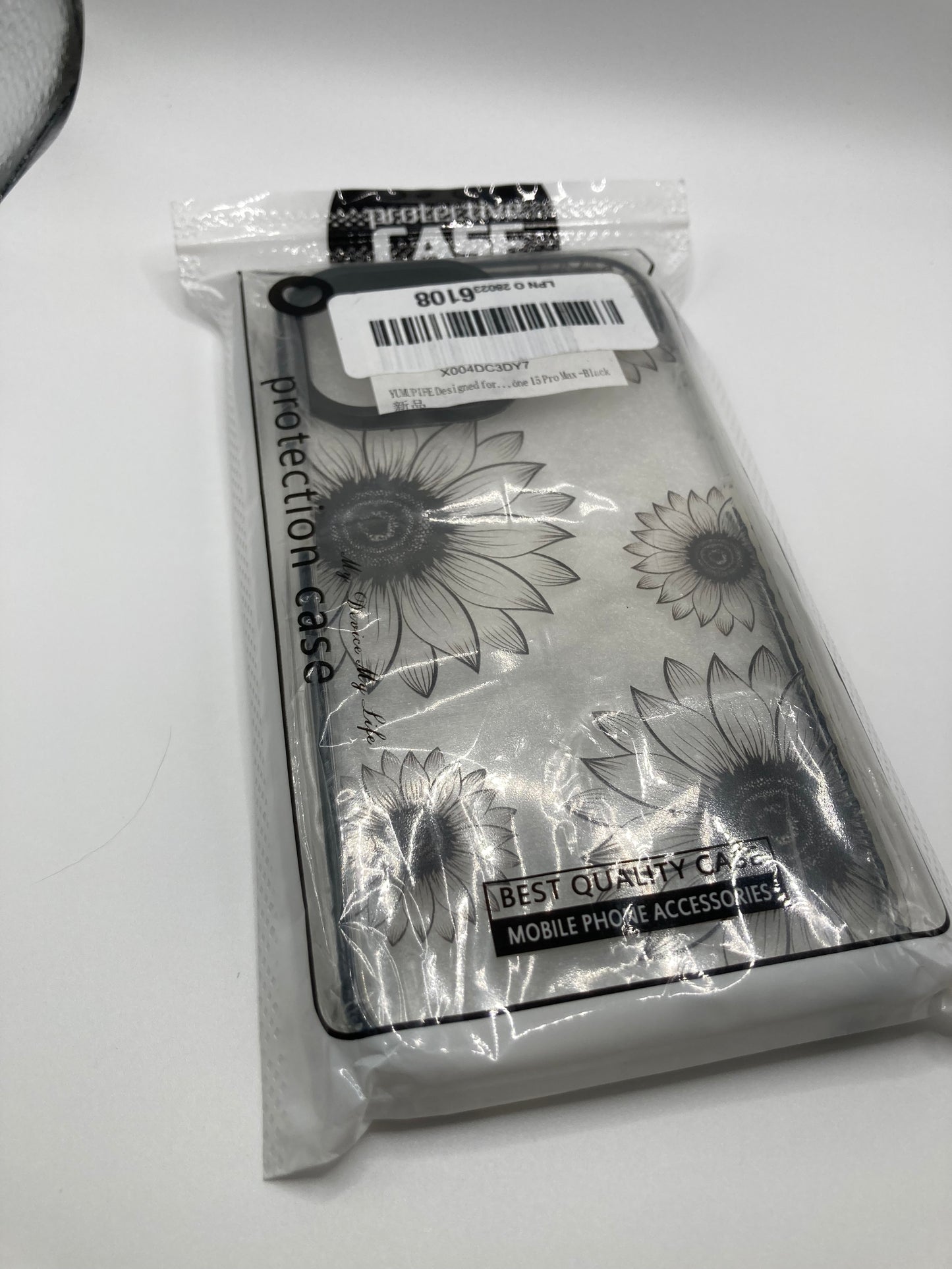 Clear Sunflower design case for iPhone 15 Pro Max