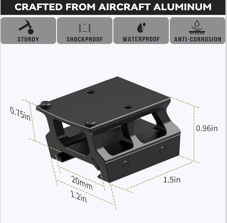 2x Red Dot Riser Mount Picatinny Rail Riser for RMR Footprint Red Dot,0.75 and 0.95"
