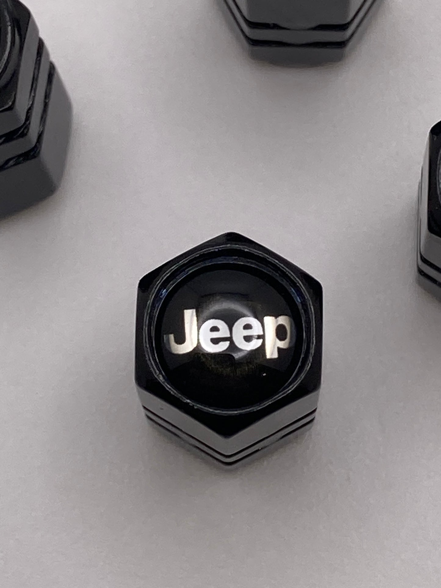 Jeep - Black Hexagon Style Valve Stem Caps - 4pcs