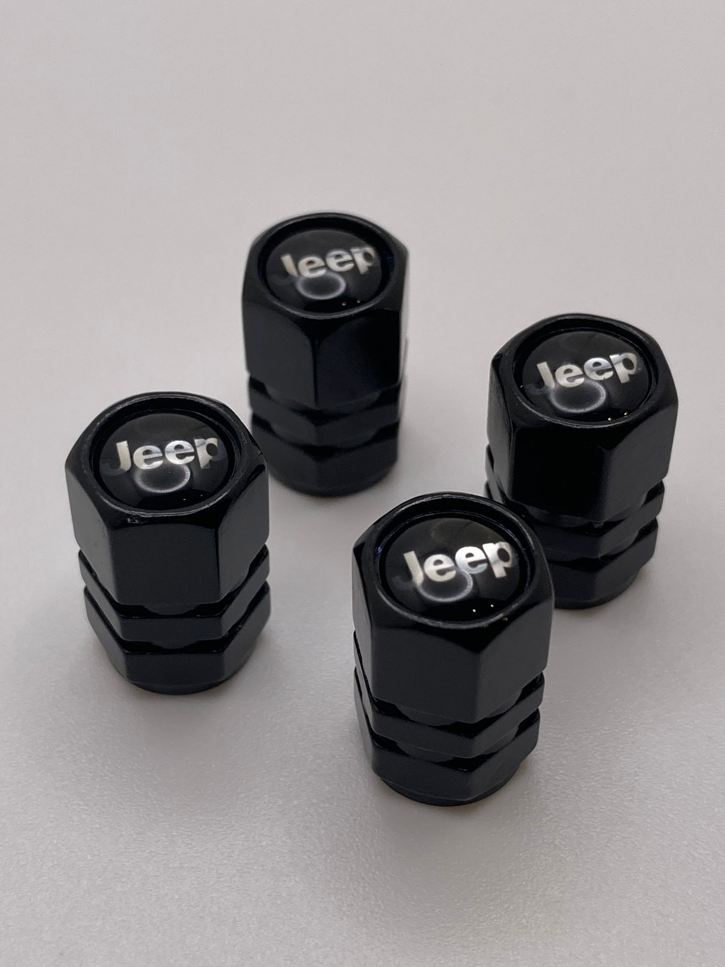 Jeep - Black Hexagon Style Valve Stem Caps - 4pcs