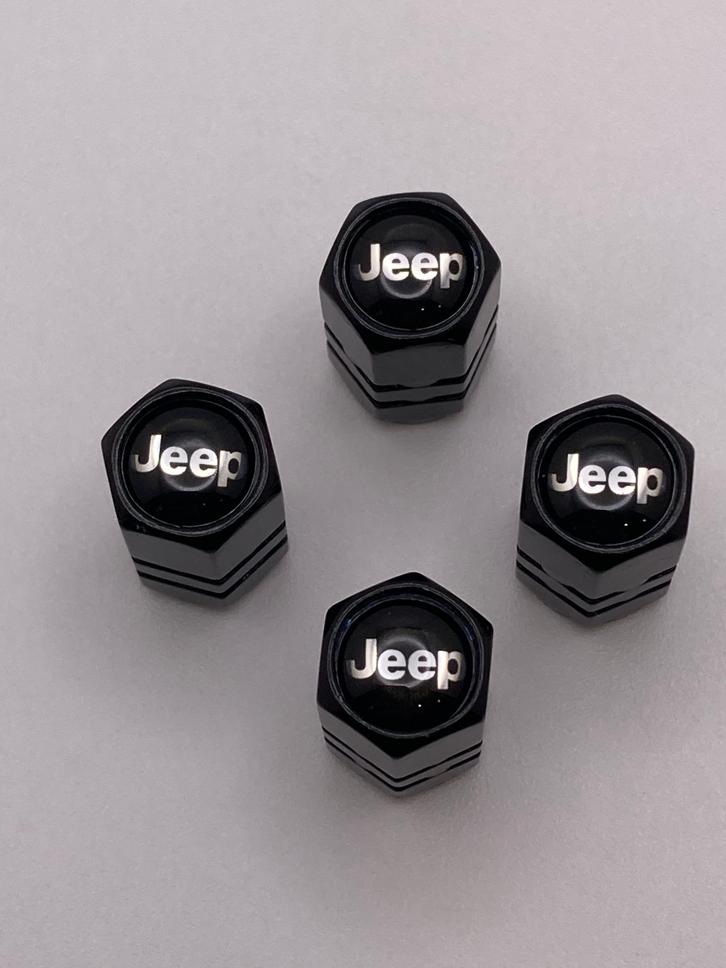 Jeep - Black Hexagon Style Valve Stem Caps - 4pcs