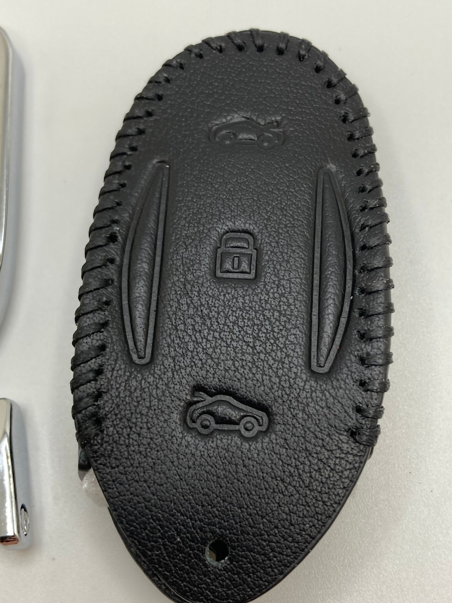 Tesla clip-style keychain and leather fob case- Black or Red