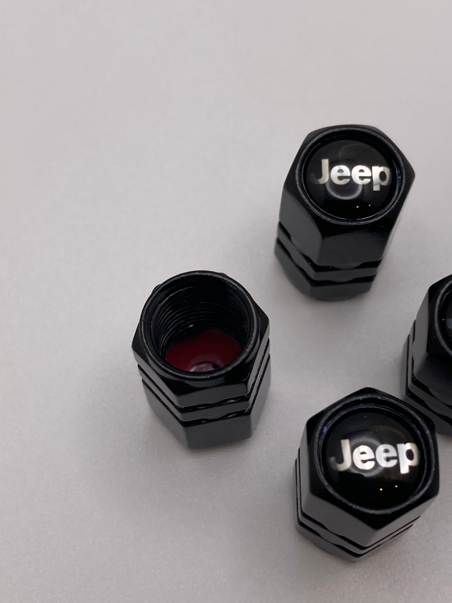 Jeep - Black Hexagon Style Valve Stem Caps - 4pcs