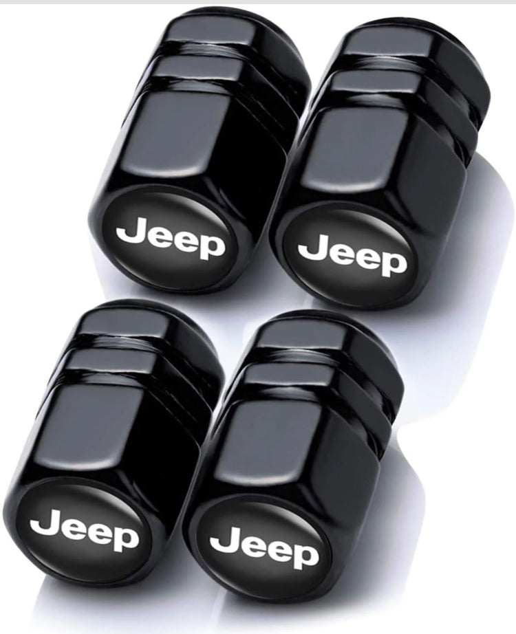 Jeep - Black Hexagon Style Valve Stem Caps - 4pcs