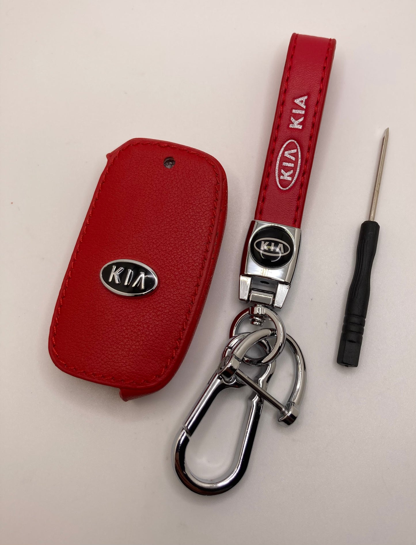KIA - Leather Keychain Set - Red - 2pcs