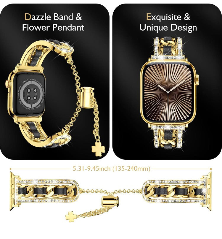 Bracelet Bangle Bling Rhinestone Metal Strap for iWatch SE Series 10 9 8 7 6 5 4 3 Ultra 2/1