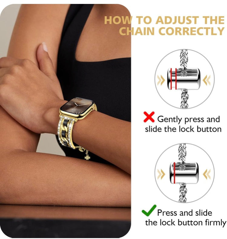 Bracelet Bangle Bling Rhinestone Metal Strap for iWatch SE Series 10 9 8 7 6 5 4 3 Ultra 2/1