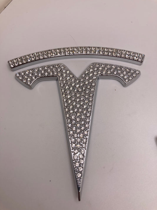 Tesla - blinged out emblems - chrome/crystal - small and large