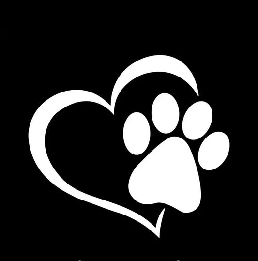 XL Heart Paw Print vinyl in white