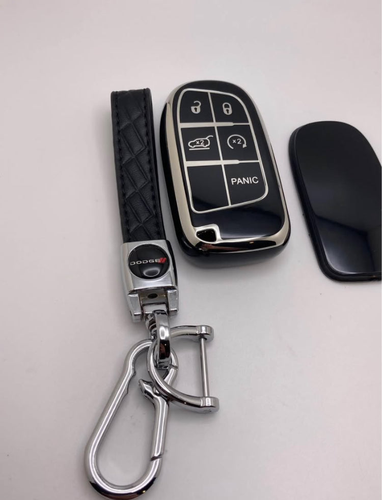 Dodge - Black/Chrome keychain and key fob case set