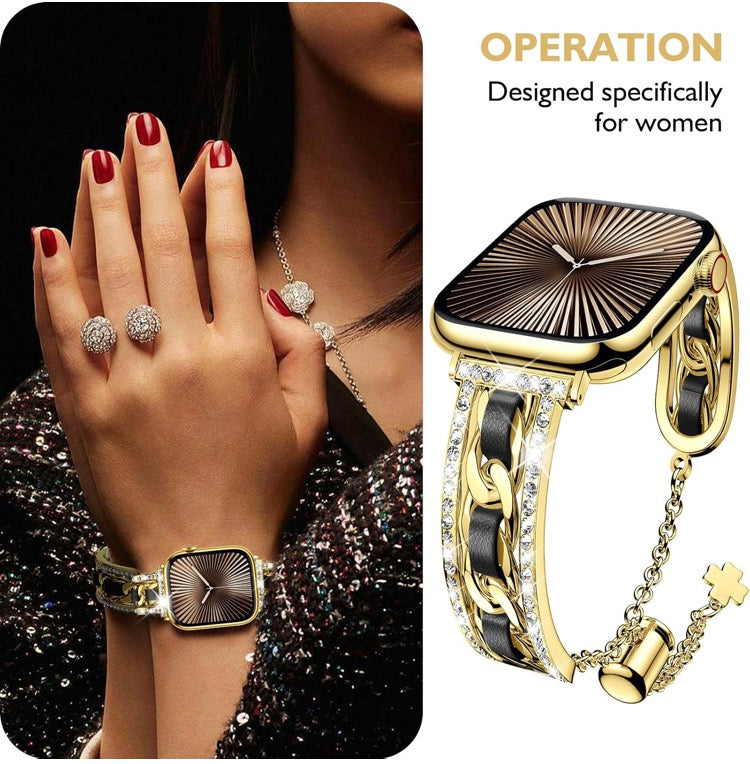 Bracelet Bangle Bling Rhinestone Metal Strap for iWatch SE Series 10 9 8 7 6 5 4 3 Ultra 2/1