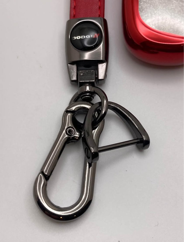 Dodge - Red Leather Keychain and Key Fob Case