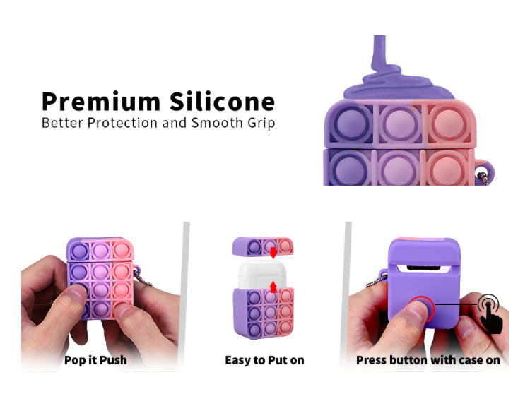 Silicone AirPod case cover with Push Pop Bubble for AirPods - gen 1/2