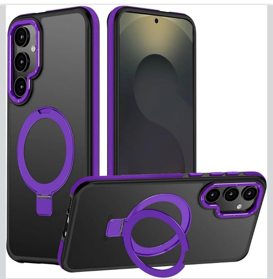 Magnetic Adjustable Ring Case for Samsung Galaxy S25 - Purple or Green