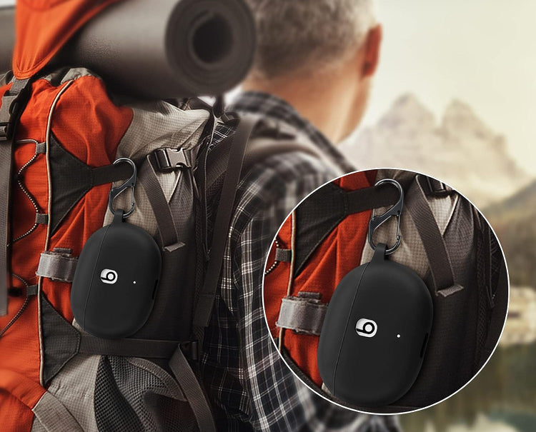 Silicone Case for Beats Studio Buds 2021 - with Keychain Carabiner - Black