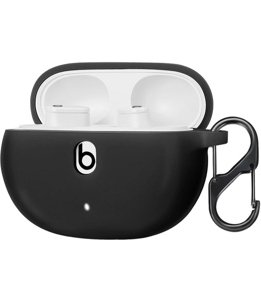 Silicone Case for Beats Studio Buds 2021 - with Keychain Carabiner - Black