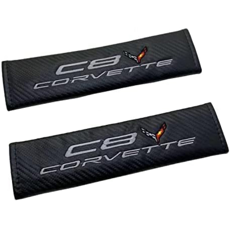 Embroidery C8 Corvette Emblem Seat Belt Covers Shoulder Pad Cushion Compatible with Chevy Corvette C8