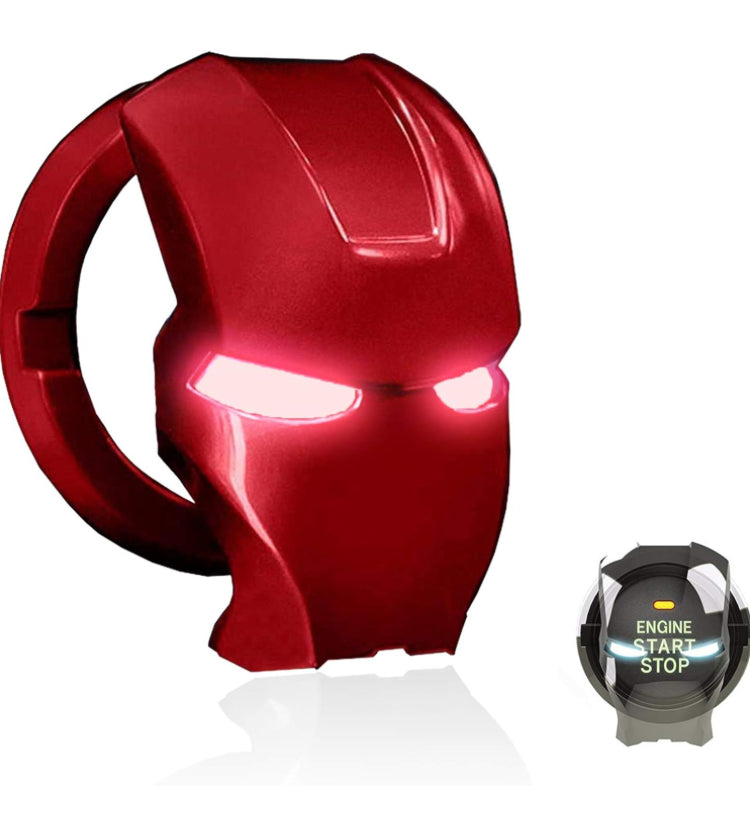 Iron man mask push start button cover