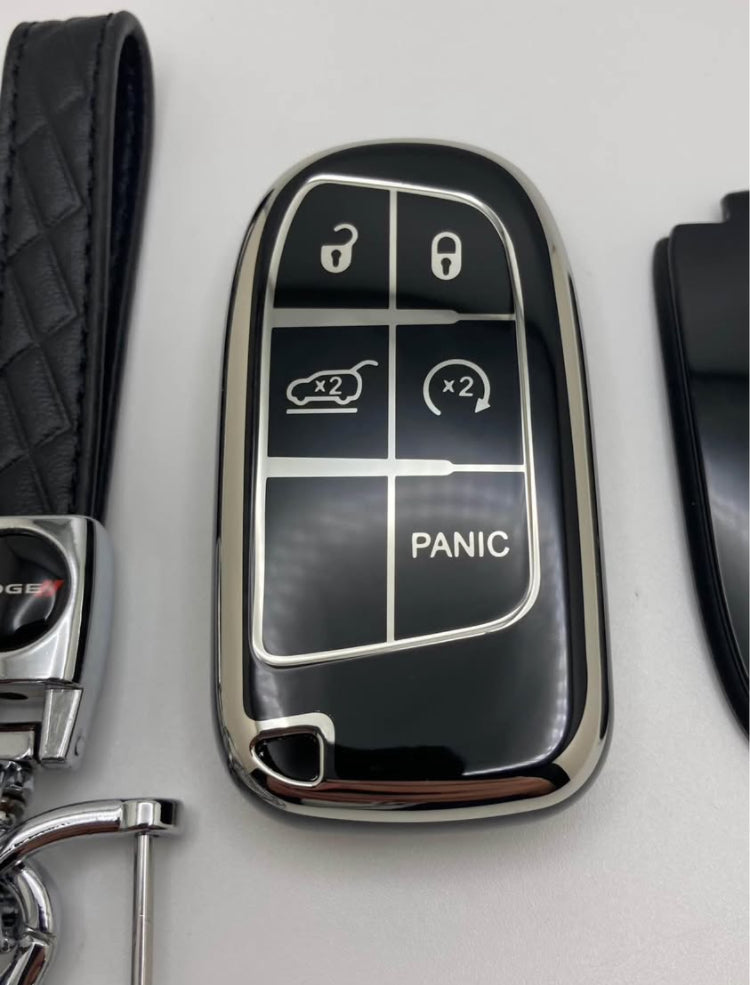 Dodge - Black/Chrome keychain and key fob case set