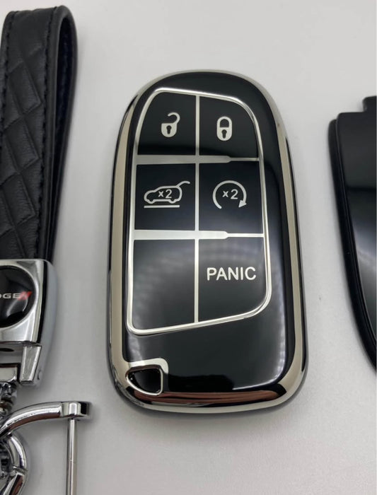 Dodge - Black/Chrome keychain and key fob case set