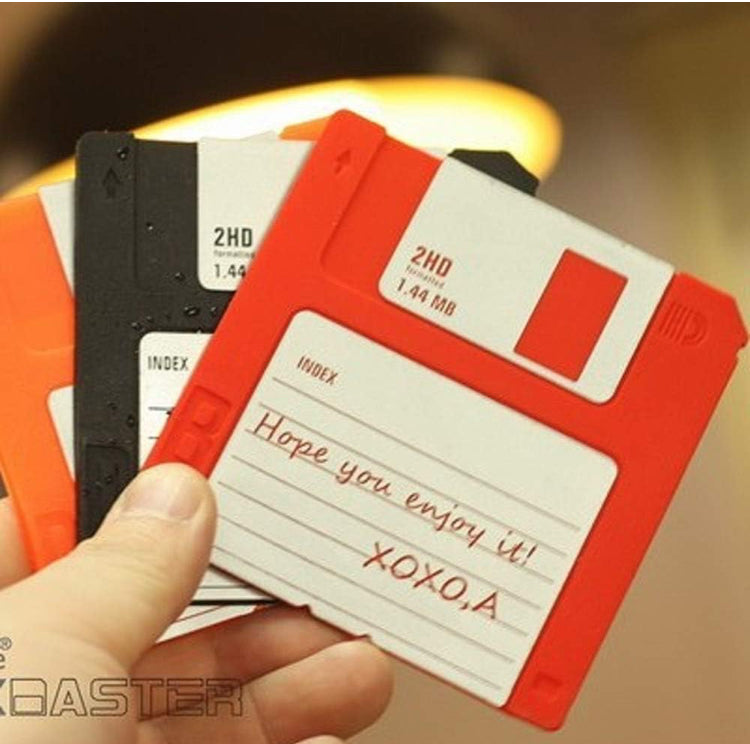 Floppy Silicone Disk Coasters - Retro Writing Coasters - Set of 6 Pieces