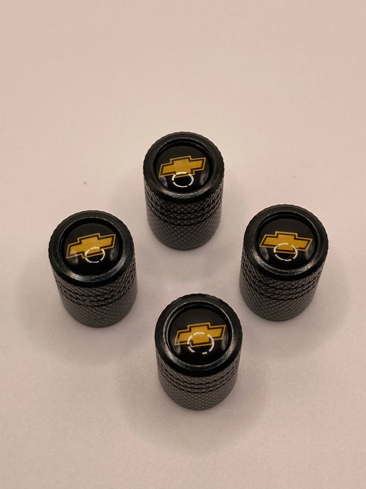 Chevrolet - 4pcs - black round valve stem cap set